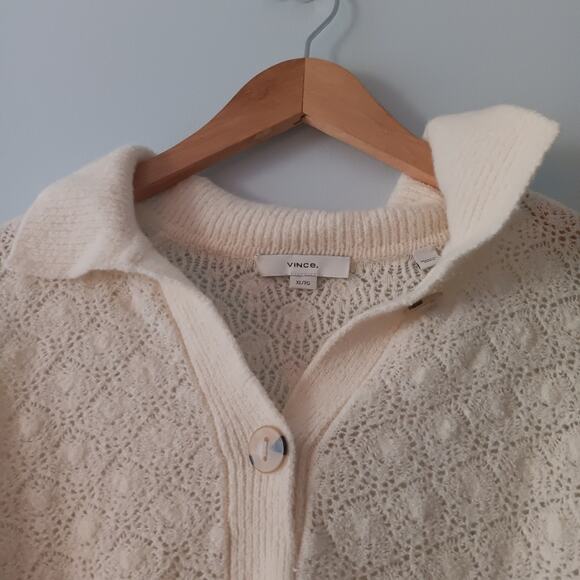 Vince Lace-Stitch Wool-Blend Polo Sweater XL - Picture 7 of 11